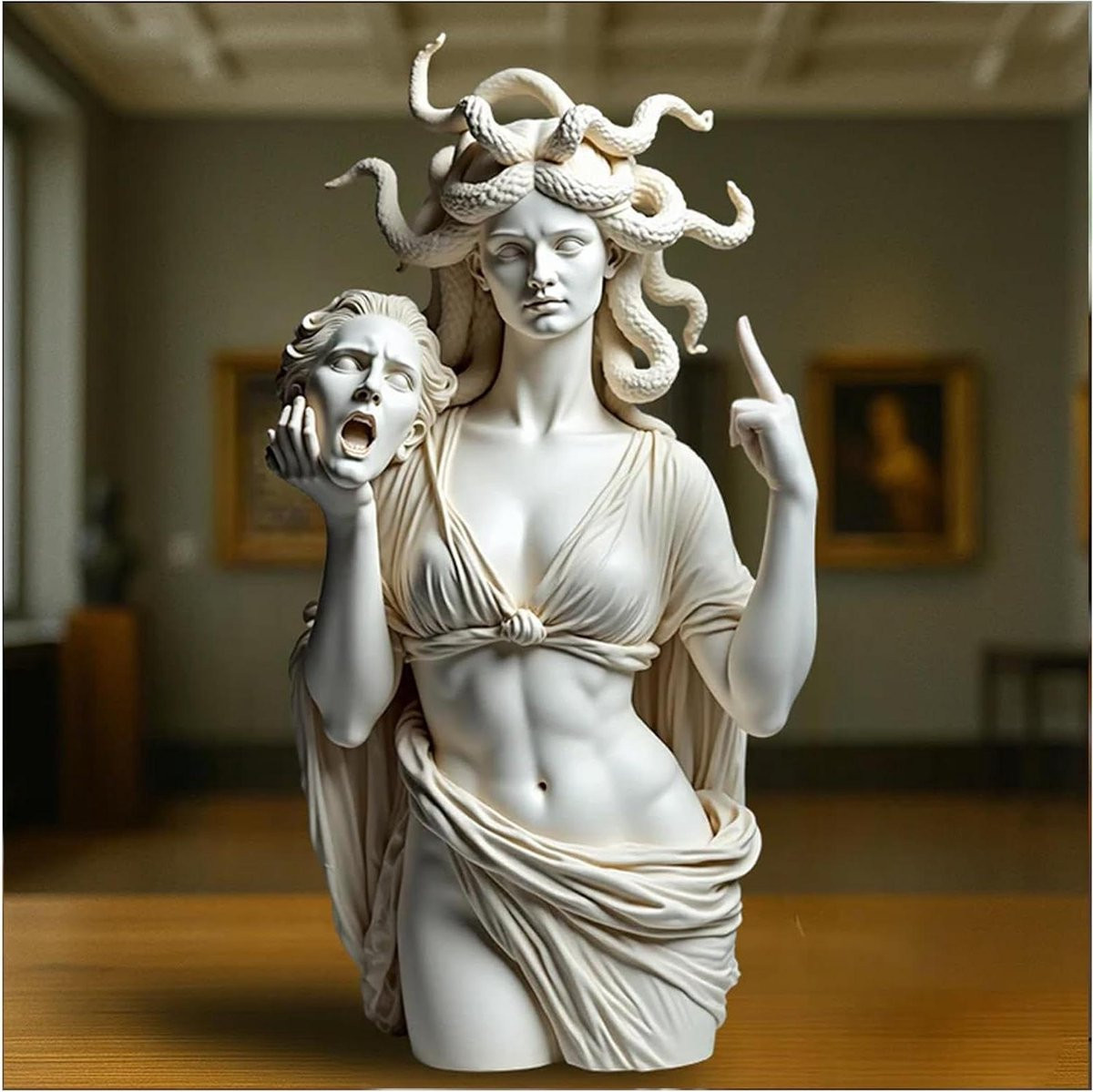 Middelvinger sculptuur Griekse decoratie Wit Hoogte: 20 cm
