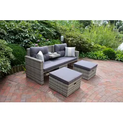 Garden Pleasure Lounge-Sofa VALLETTA, Polyrattan Grau / Kissen Olefin (100 % Polypropylen) Grau