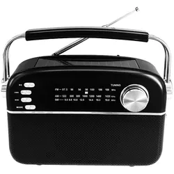 Manta Tragbares FM/AW/SW-Radio mit Solarpanel (AM, FM, Bluetooth), Radio, Schwarz