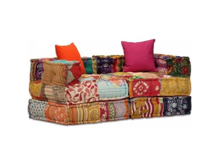P156 Canape-lit modulaire a 2 places Tissu Patchwork