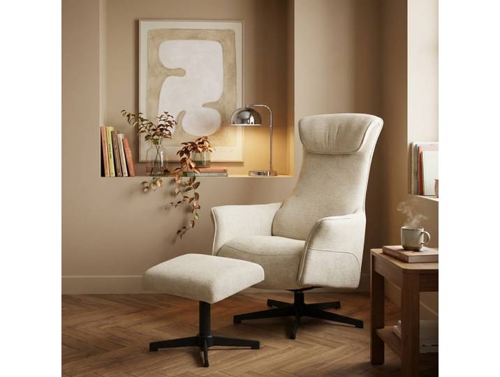 Fauteuil relax manuel rotatif + repose-pieds 1 place tissu
