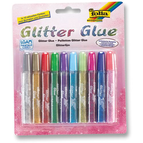 Folia Glitzerkleber Glitterglue 9,5 ml, farbig sortiert