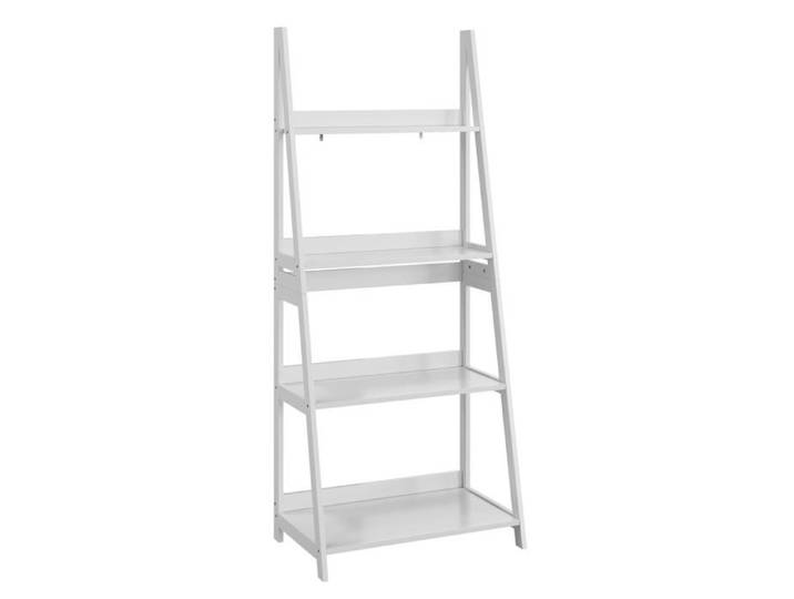 Bibliothèque échelle Logidon blanche étagère sur pied 4 niveaux 63x39x150 cm