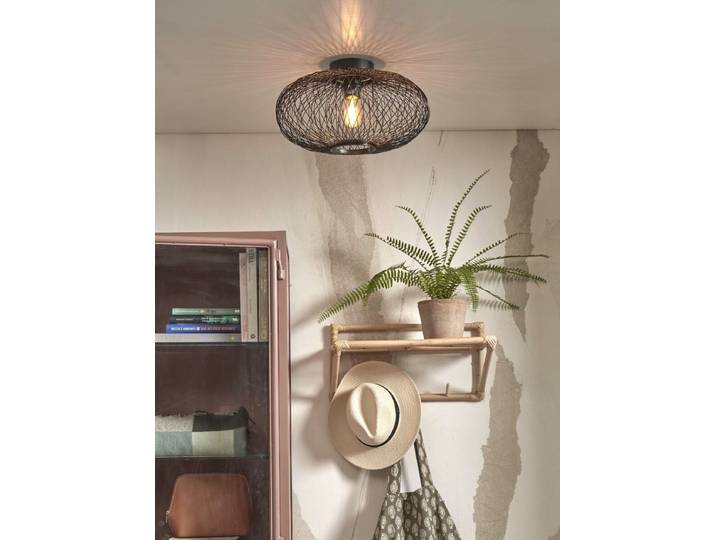 Plafonnier Cango 40 x 20 x 40cm Noir/Noir Matériau : Bambou E27