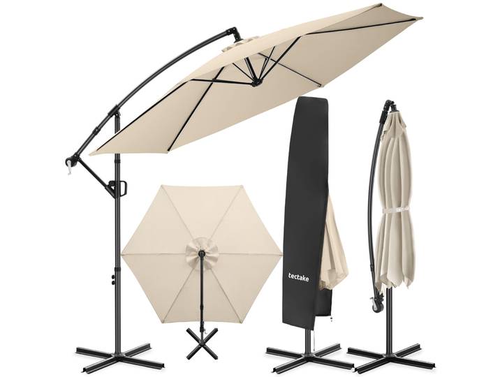 Ampelschirm Artemis 360° drehbar, neigbar, 3 x 3 m - beige
