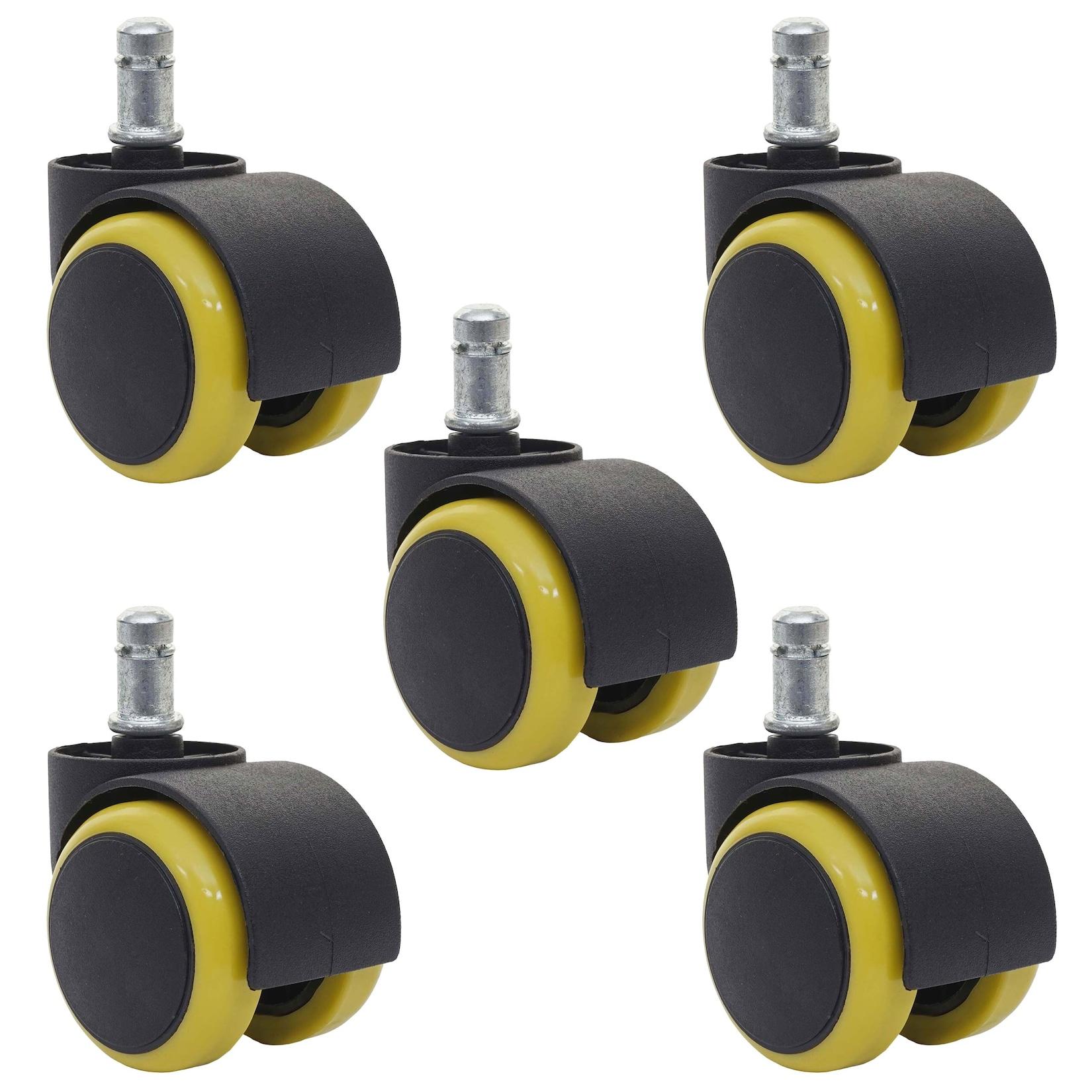 5er-Set Hartbodenrollen MCW-H86, Bürostuhl-Rollen Stuhlrollen, 150kg belastbar Ø 11mm ~ gelb