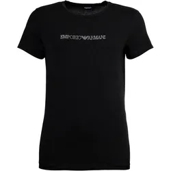 EMPORIO ARMANI Damen T-Shirt, Rundhals - ESSENTIAL COTTON, Regular Fit, Logo Schwarz / S