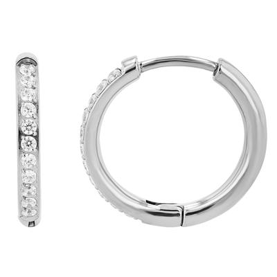 Klappcreolen ADELIA´S "Ohrringe – Klappcreole aus Titan mit Strass Steinchen", Damen, Gr. Damen, Titan, silber, Ohrringe Klappcreolen, Geschenkidee: zeitlos und vielseitig