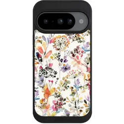 Nivocase Handyhülle für Google Pixel 10 Hülle NIVOpure Case Schwarz Blume Muster Pastell (Google Pixel 10), Smartphone Hülle, Schwarz