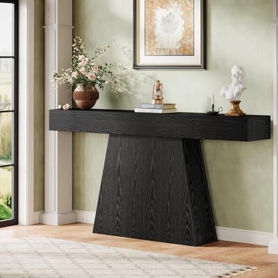 YUZHOU "63"" Farmhouse Console Entryway Table, Narrow Long Wood Sofa Table Behind Couch"