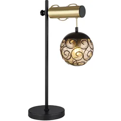 Tischlampe orientalisch Wohnzimmerlampe Tischleuchte höhenverstellbar Beistelllampe schwarz gold, 1x E27, LxH 34 x 55 cm