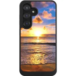 Nivocase Hülle für Samsung Galaxy S25 Handyhülle NIVOcore Case Schwarz Meer Sonnenuntergang Strand (Samsung Galaxy S25), Smartphone Hülle, Schwarz