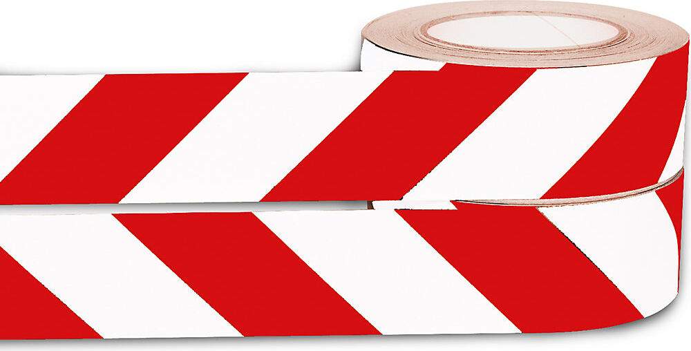 Warnmarkierung, selbstklebend, retroreflektierend, VE 2 Rollen, rot-weiß Moravia