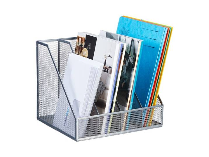 Relaxdays Tijdschriftencassette metaal 4 vakken