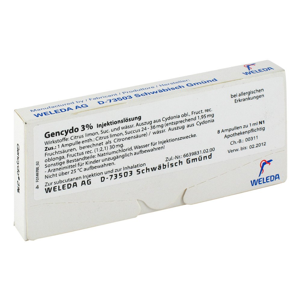 WELEDA AG Gencydo 3% Injektionslösung 01622790