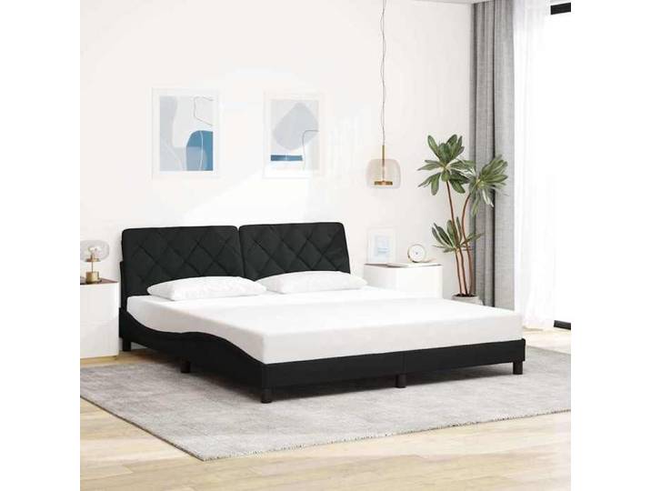 Cadre de lit en tissu - vidaxl - 180x200 cm - Noir - Tête de lit incluse - À lattes - Montage facile