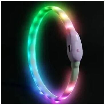 Uplifted Goods Ultra Bright USB Rechargeable Glowing Pet Safety Collar multicolor