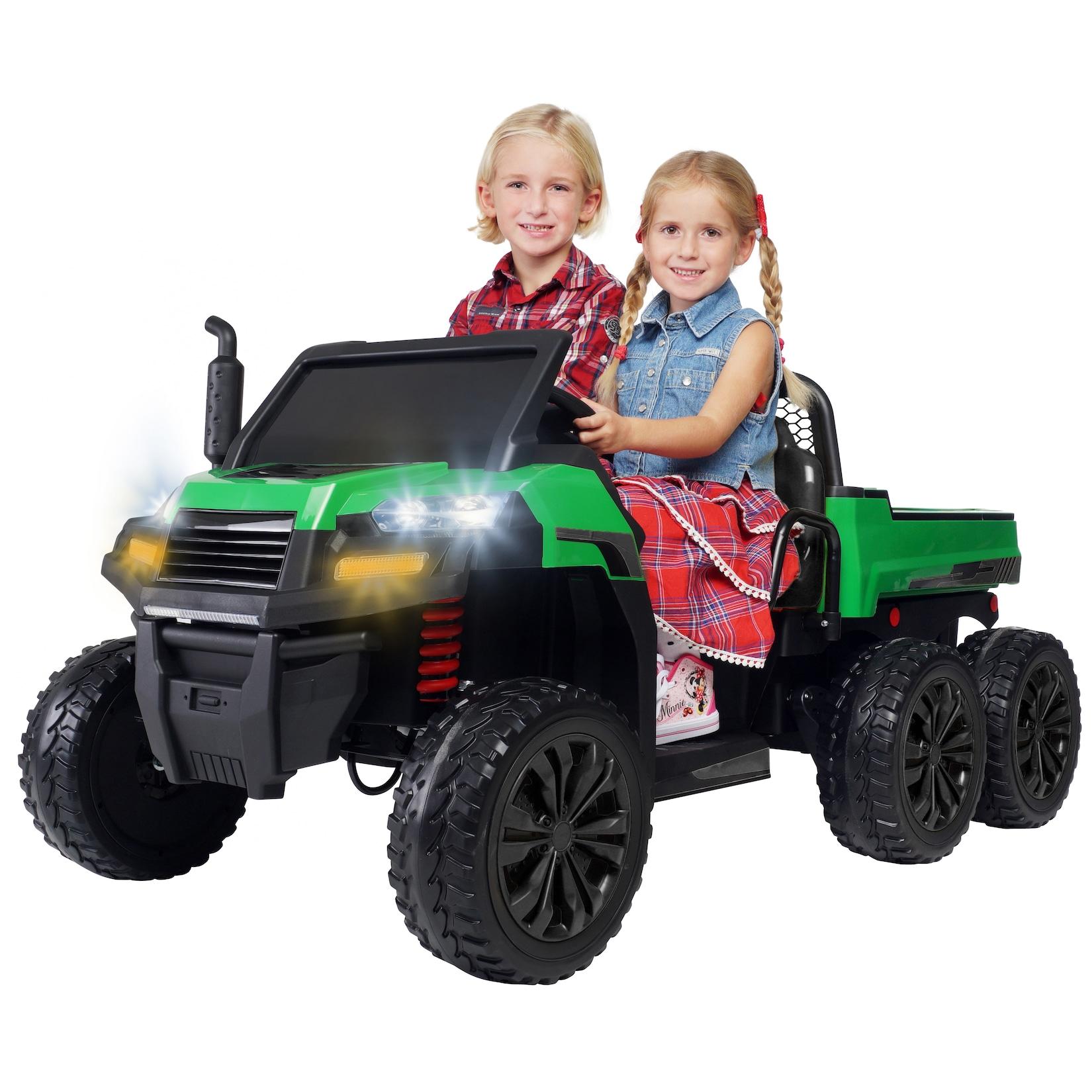 UTV-Kinder-Elektroauto A730 mit 6x4 Vierradantrieb, 2-Sitzer, Kippmulde, Fernbedienung, EVA-Reifen (Grün/Schwarz)
