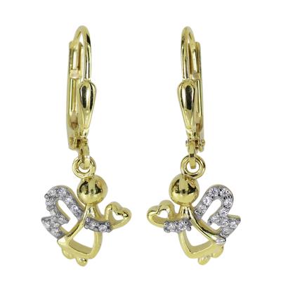 Paar Ohrhänger OSTSEE-SCHMUCK "- Engel - Gold 333/000 - Zirkonia" Gr. 25, gold (gold 333, goldfarben, gelb), Ohrringe, Damen, 25, Gelbgold 333