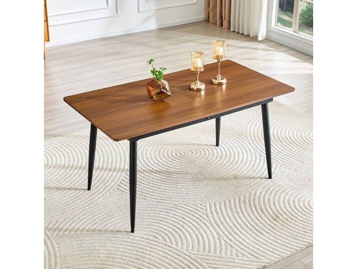 CollaHausse Table à Manger Rectangulaire Extensible 150/190 5cm Style Industriel 6-8 Personnes Noyer