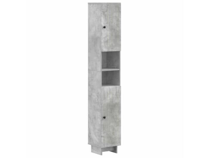 WEMYUFURN Badezimmerschrank mit offenem Regal, Ede Betongrau, Holzwerkstoff Umkehrbare Tür, mehrere Fächer, offenes Regal, feuchtigkeitsbeständig, schlankes Design, einfache Reinigung