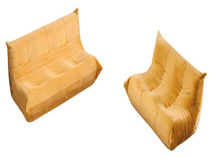 JVmoebel Polstergarnitur Oranges Designer Sofa-Set aus hochwertigem Stoff, (2-tlg)