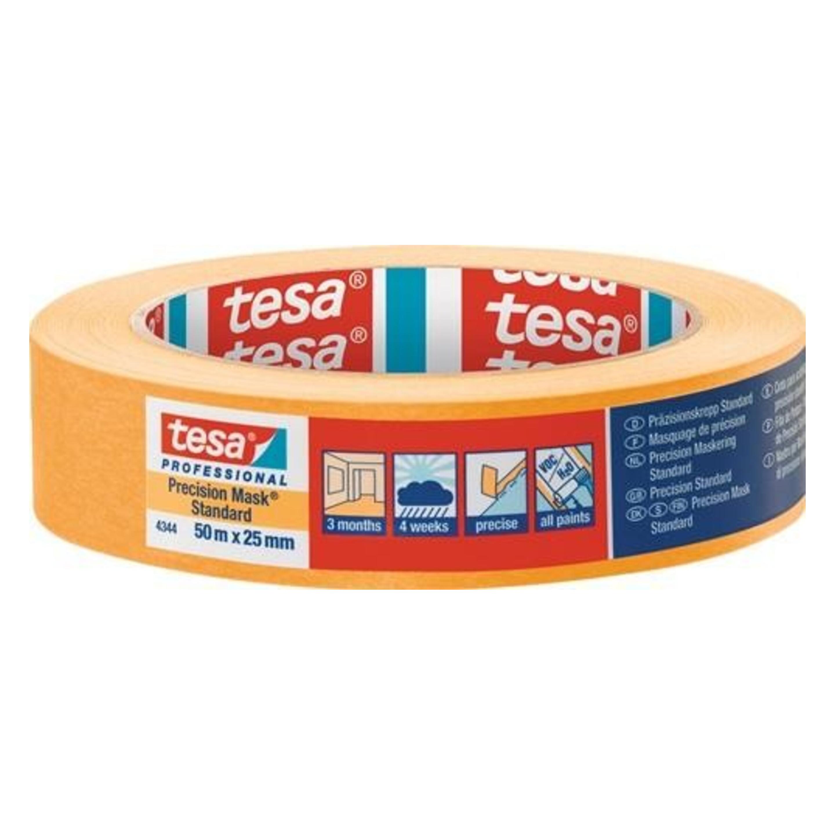 tesa 4344 PRECISION STANDARD Malerkrepp für präzises Abdecken (25 mm) (04344-00003-00)