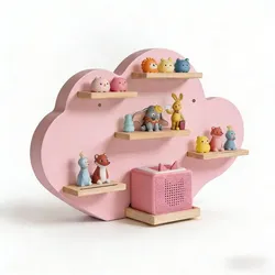 Relaxdays Toniebox Regal Wolke Hellbraun,Rosa