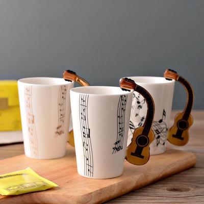 KitchenCuration Novelty Guitar Ceramic Mug Perfect Gift For Musicians   Ceramic Guitar Cup With Musical Notes Red Bass