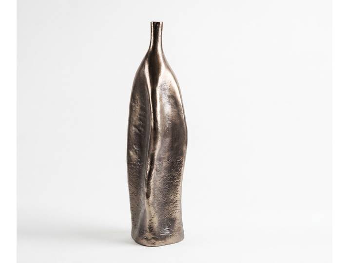 Vase Norevo B18 x T18 x H61 cm Aluminium Mokka Bronze Gegossen, Wohnaccessoires