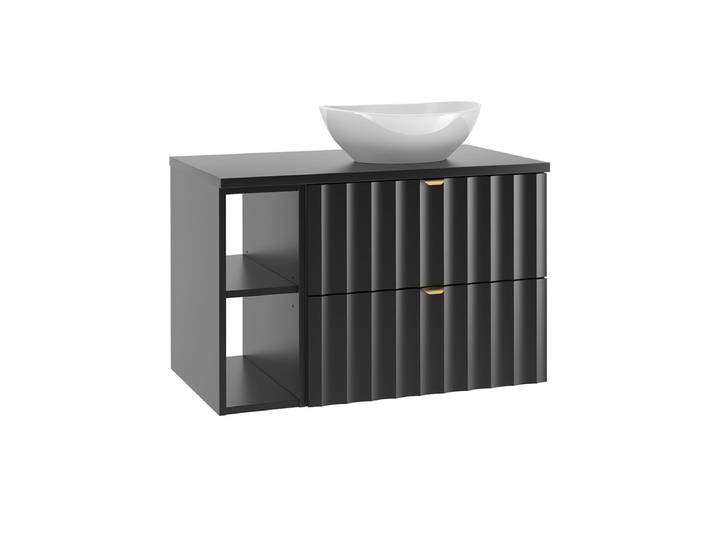 Meuble simple vasque 80cm 2 niches Lexa Noir