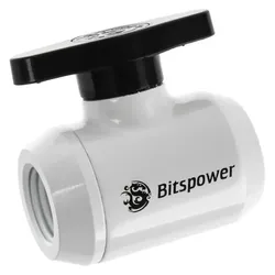 Bitspower Absperrhahn 2x IG 1/4 Zoll, schwarzer Griff, Wasserkühlung Anschluss, Weiss