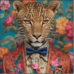 Aludibondbild LEOPARD IN SUIT (BHT 50x50x1,10 cm) - bunt - BHT 50x50x1,10 cm