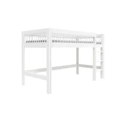 Lifetime Halbhohes Bett mit gerader Leiter  Breeze ¦ weiß ¦ Maße (cm): B: 102 H: 128