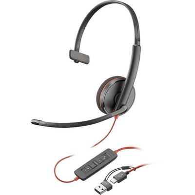 HP Poly Blackwire C3210 Over Ear Headset kabelgebunden Mono Schwarz Headset, Lautstärkeregelung, Mikrofon-Stummschaltung Computer -
