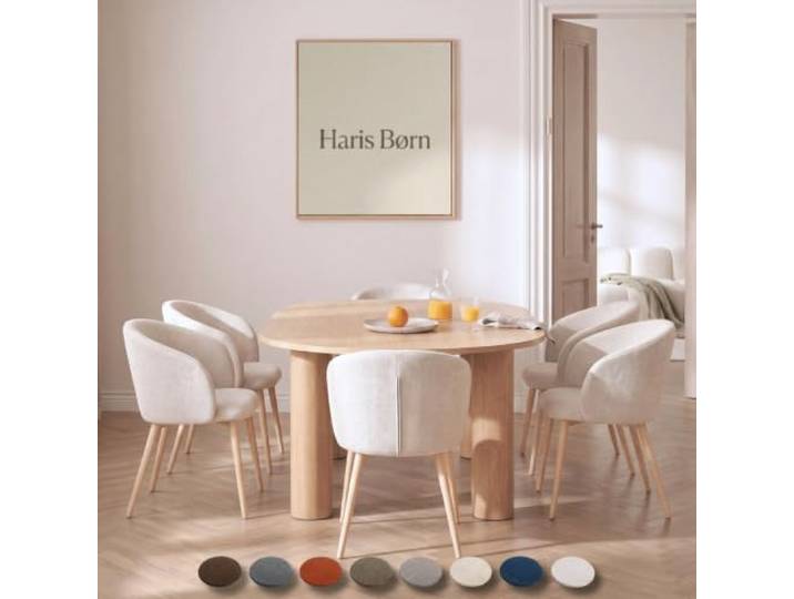 Haris Børn® Esszimmerstühle (8er Set) Beige mit Holz-Gestell - Bequeme Polster Esszimmerstühle mit Armlehne - Premium Esstisch Stühle & Wohnzimmer Stühle - Moderne Esszimmerstühle 30 Tage testen