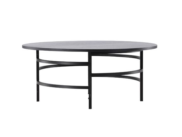 Couchtisch VENTURE HOME Copenhagen, runder Couchtisch Ø 100 cm in skandinavischer Eleganz , schwarz (schwarz, schwarz), B:100cm H:43cm T:100cm, Eucalyptus urophylla, Tische, Couchtisch, Sofatisch, MDF, Metallbeine, rund, abgerundet, modern