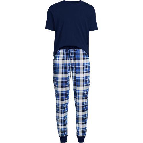 Pyjama-Set aus Baumwoll-Jersey für Herren, Herren, size: regular, Blau, Baumwoll-Mischung, by Lands' End