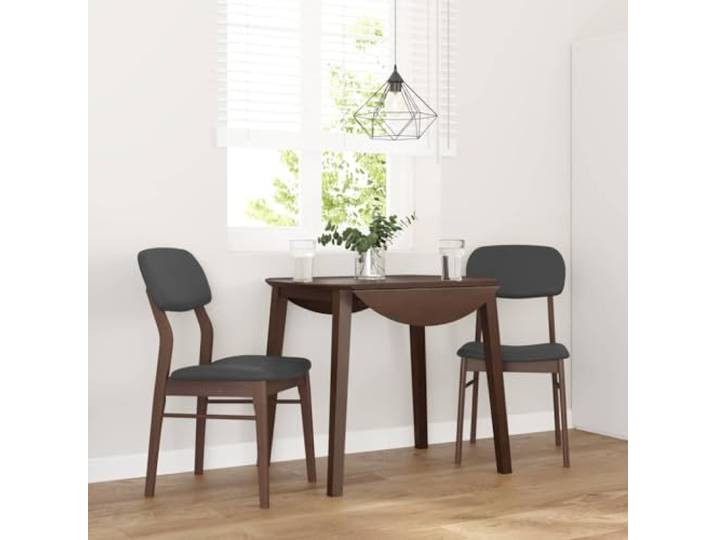 HEFZGDB Esszimmerstühle mit Kissen 2 STK. Braun Massivholz Gummibaum Ergonomische Rückenlehne für Komfort und Stabilität