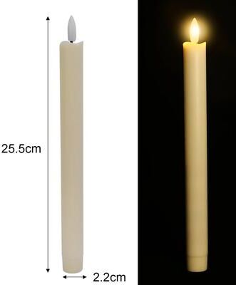 Uplifted Finds 1 Or 12 Pcs LED Taper Candles Flickering Flameless Battery Long Candlesticks For Wedding Christmas Decor 1 Pc ivory White