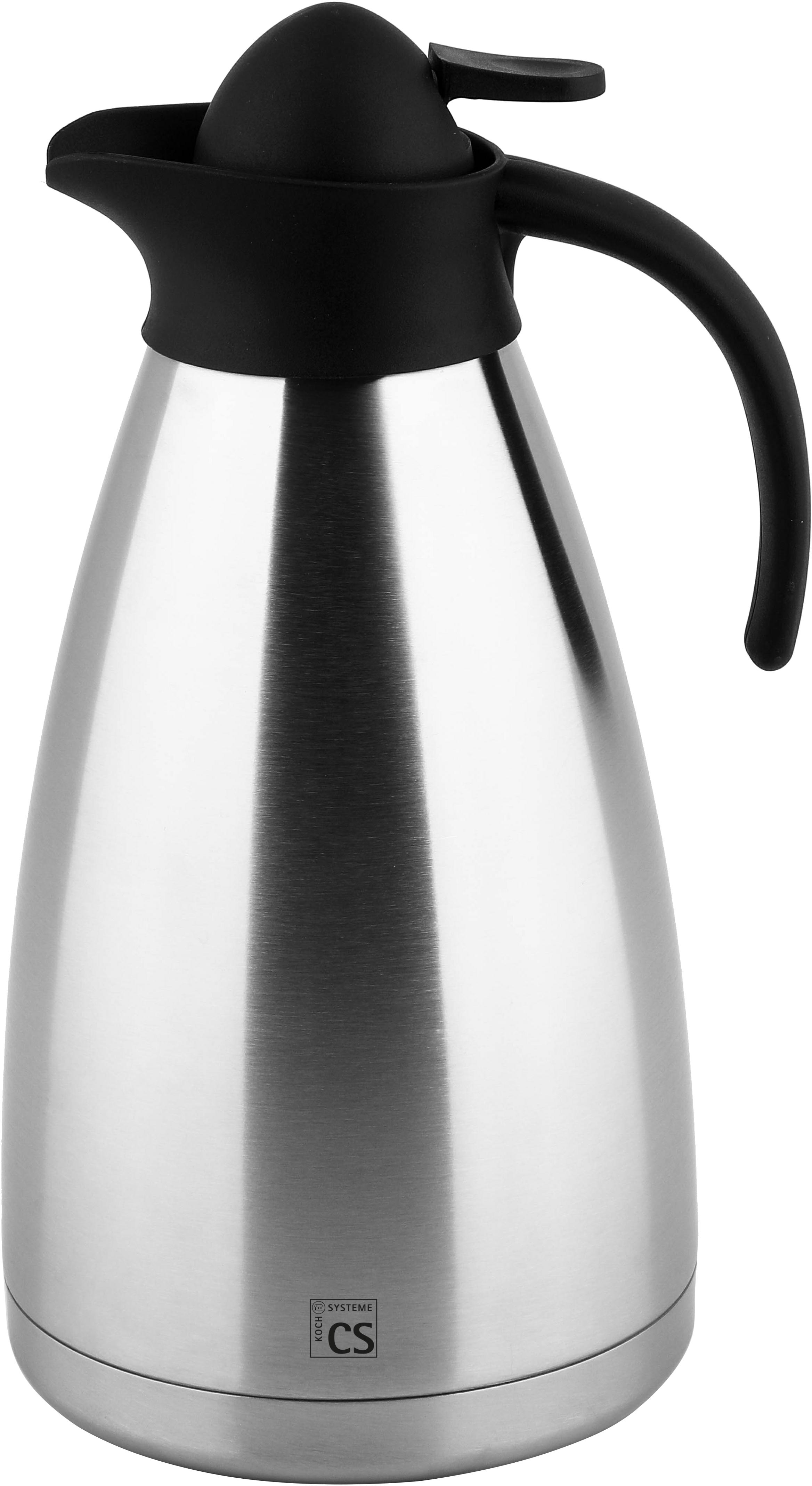 Isolierkanne CS KOCH-SYSTEME "Cottbus", grau (schwarz, edelstahlfarben), 2 l, Edelstahl, Kannen, Isolierkanne, Einhandbedienung