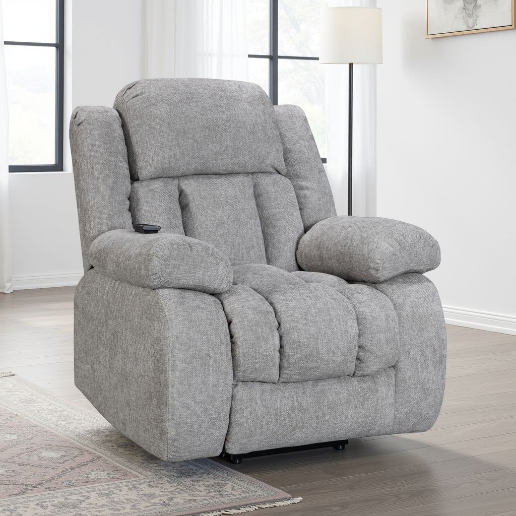 17 Stories 96cm Wide Chenille Lift Assist Standard Recliner Grey 104cm H X 96cm W X 96cm D