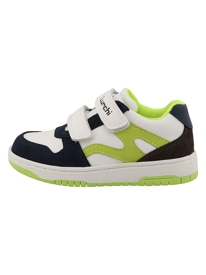 Lurchi Leder-Sneakers "Gerd" in Weiß/ Dunkelblau/ Grün - 28