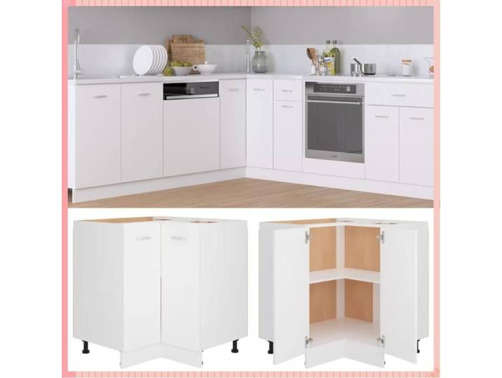 armoire d'angle - assemblage requis - Mat et Élégant - Satiné et Raffiné - Brossé et Moderne - Blanc - Pour Coin de Pièce