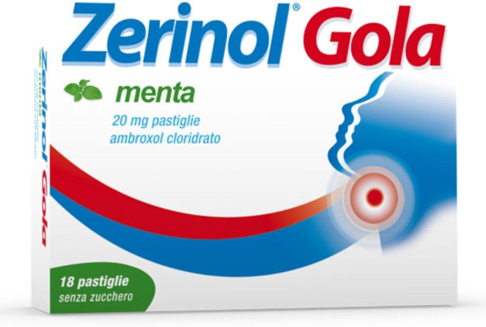 ZENTIVA ITALIA Srl Zerinol Gola Menta 20mg Ambroxolo Cloridrato per Mal di Gola Acuto, 18 Pastiglie