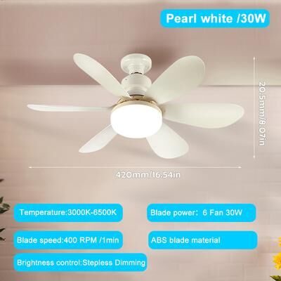 Silver Stone Store Smart LED Ceiling Fan Light, E26 E27 Base 2040W With Wireless Remote And 3 Lighting Modes For Living Room & Home 42cm White