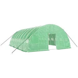 Helloshop26 - Gewächshauszelt/Überdachung für Pflanzen Blumen und Gemüse mit Stahlrahmen 48 m2 8 x 6 x 2,85 m grün 02_0044602
