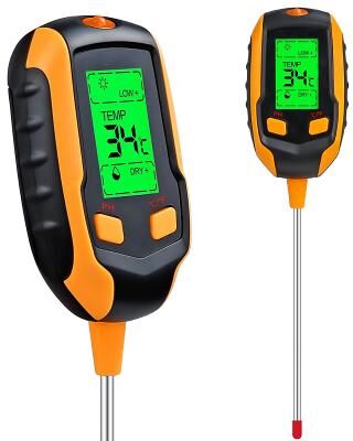 LightInthebox 4-in-1 Soil Moisture Meter Inspection Plant Temperature/Soil Moisture/Soil PH Meter/Sunlight Intensity Test Meter for Gardening Farming Indoor and Outdoor Plants