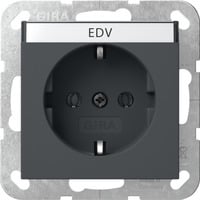 Schutzkontaktsteckdose Typ F 16 Ampere 250 Volt mit Beschriftungsfeld anthrazit, Retail