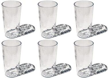 Abode Homewares Hammered Rustic Acrylic Drinking Glass - Clear - Set of 6
